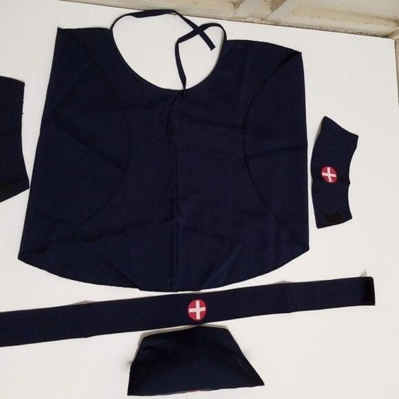 Underwraps Nightingale Nurse Costume Dress White w/ Navy Trim Size M (AS IS) - Picture 6 of 17